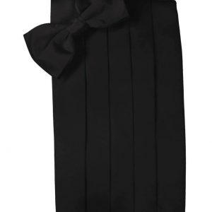 Black Silk  Bow Tie and Cummernund set