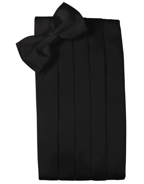 Black Silk  Bow Tie and Cummernund set