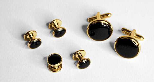 Gold Studs & Links With Black inset